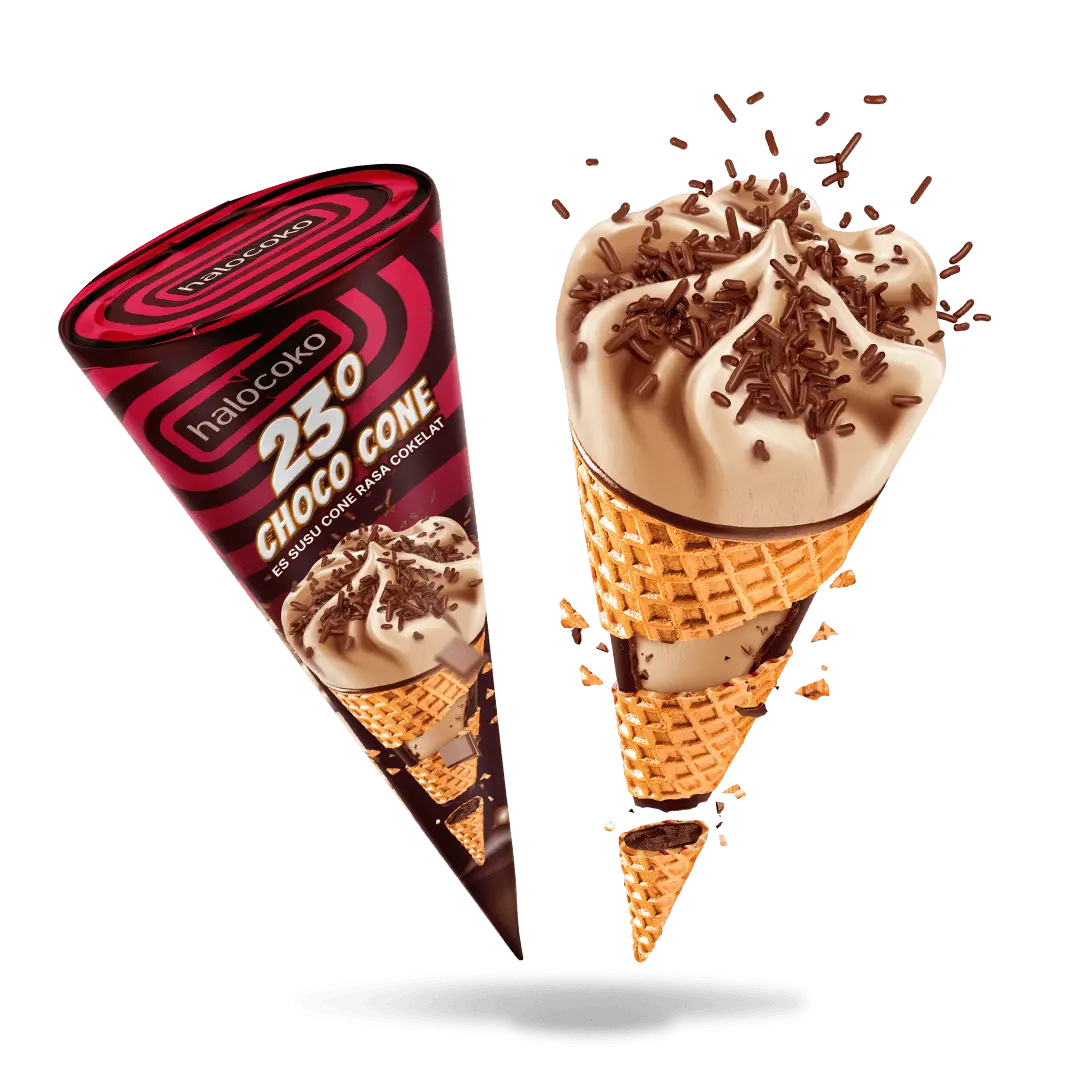 HALOCOKO 23° CHOCO CONE ES SUSU CONE RASA COKELAT