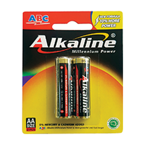 ABC BATTERY ALKALINE AA-LR6/2'S MILLENNIUM PWR PCK