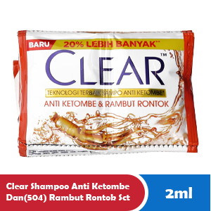 CLEAR SHAMPOO ANTI KETOMBE DAN(504) RAMBUT RONTOK SCT 9+2mL