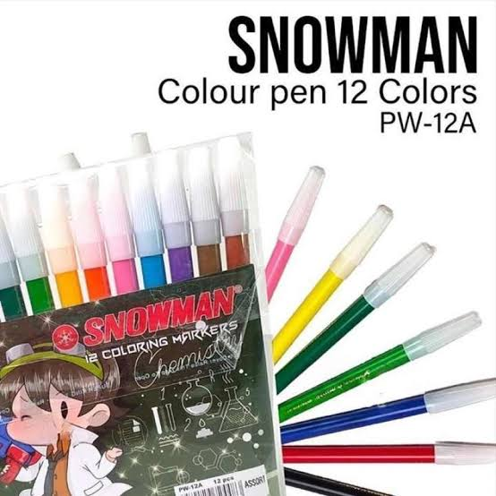 SNOWMAN 12 COLORING MARKERS PW-12A 12 PCS